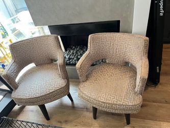 Pair of Vintage Mid-Century Modern Arm Swivel Chairs - Custom Velvet Upholstery