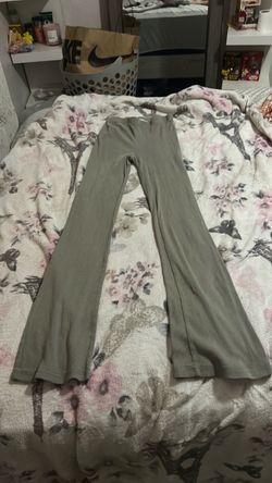 Ribbed Flare Pants Olive Green