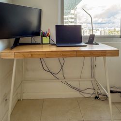 Bamboo Desk With Drawers (ikea) 