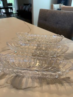 Crystal Scalloped Serving Dishes Set of 3