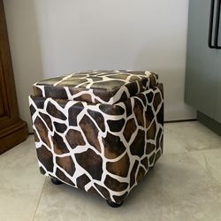 Animal Print Square Storage Stool 