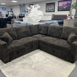 Brown Sofa Sectional w/ Sleeper 