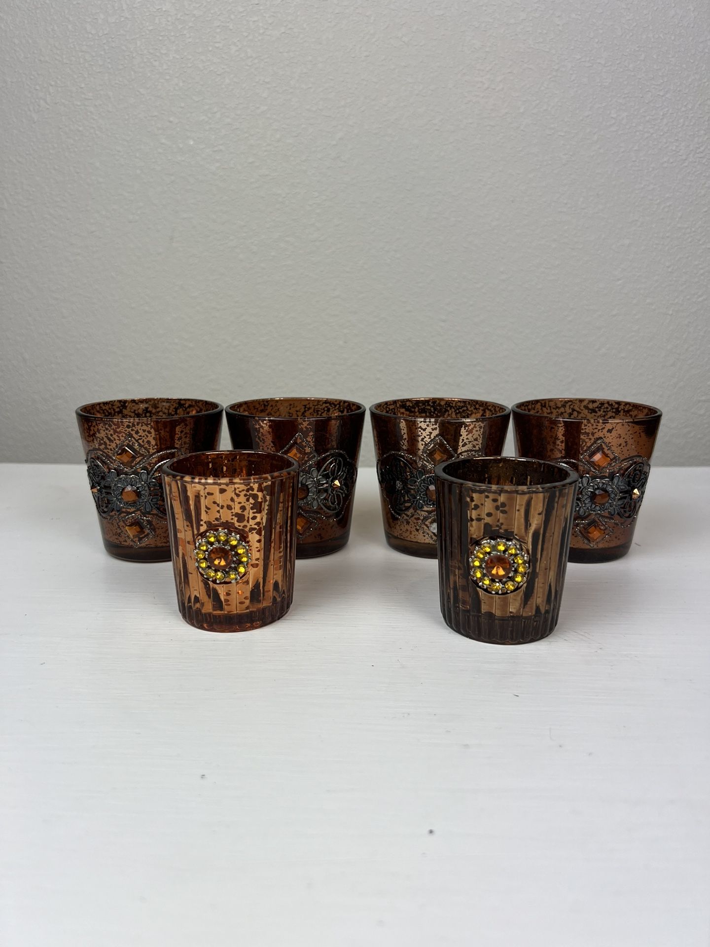 6 Royal Brown Candle Holders 