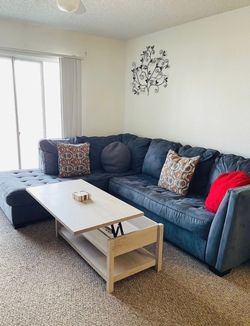 Blue Sectional Sofa with Chaise