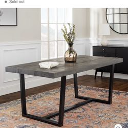 Farmhouse Dining Set – Table + 6 Chairs (Gray, Solid Wood)