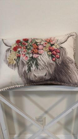 Highland Cow With Flower Crown Pillow from Hobby Lobby's "The Spring Shop" collection