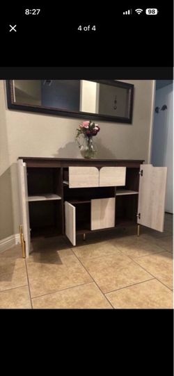 Two-Tone Sideboard Cabinet with Gold Legs