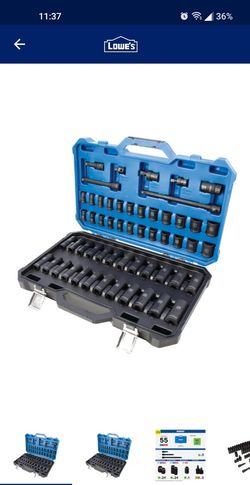 Impact Socket Set 55pcs Standard(SAE) And Metric 1/2in Drive Set 6-point - New