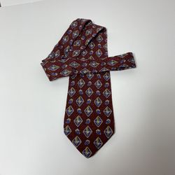 VTG Robert Talbott Best of Class Handmade USA Silk Tie Burgundy Geometric