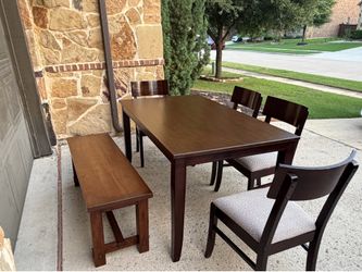 Dining Table with 4 chairs and 1 bench
