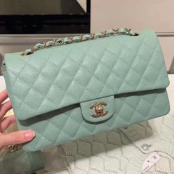 Genuine Leather Handbag With Cc Logo
