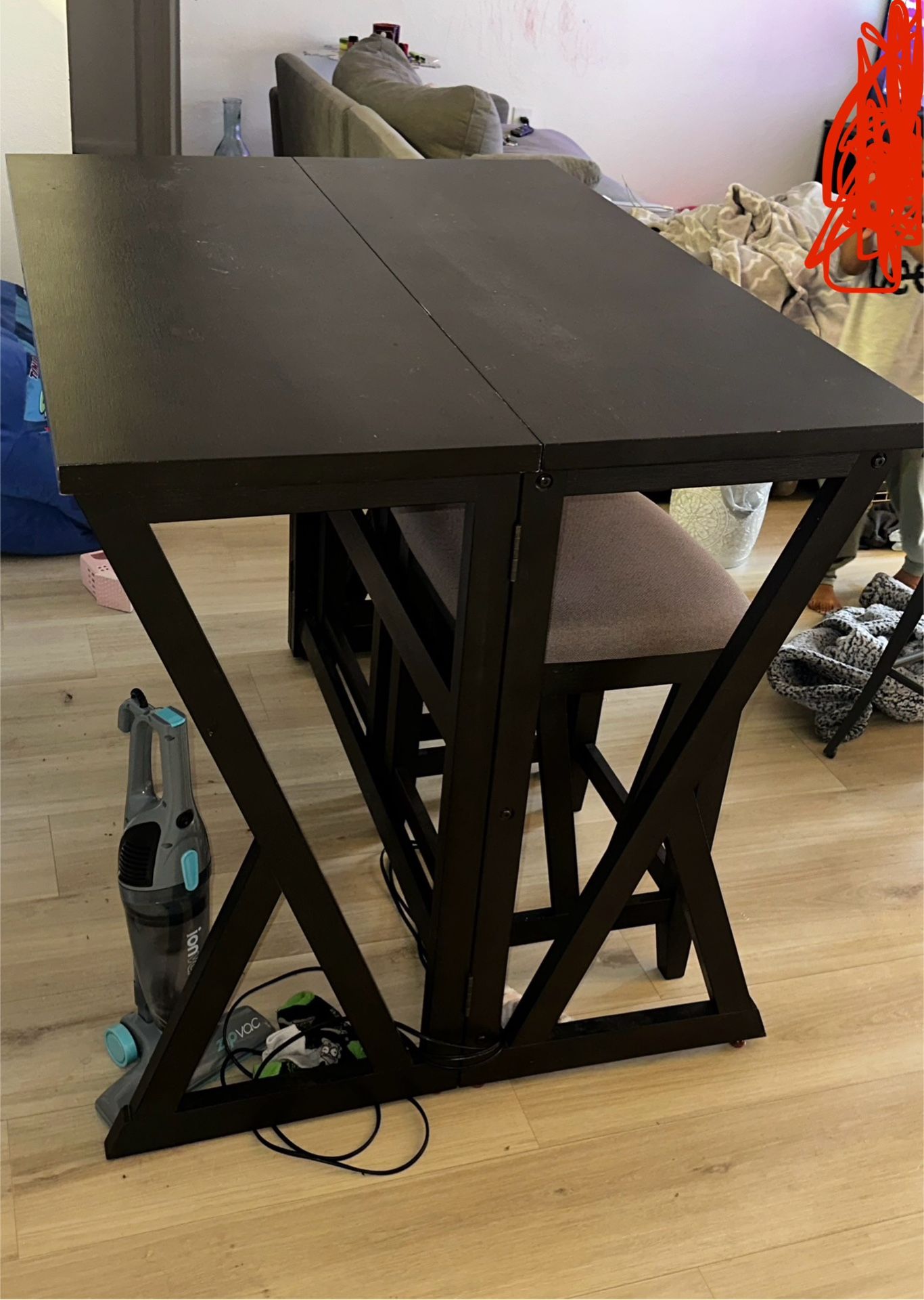 Folding dining table and Two stools