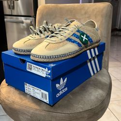 adidas gazelle clot linen khaki light blue