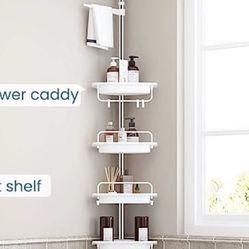 ALLZONE Rustproof Shower Caddy Corner for Bathroom,Bathtub Storage  Organizer for Shampoo Accessories,4 Tier Adjustable Shelves with Tension  Pole,56 to