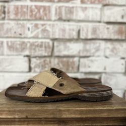 ALDO Sandals Slip On Straps Fringe Khaki Brown Size 43/10 Men’s
