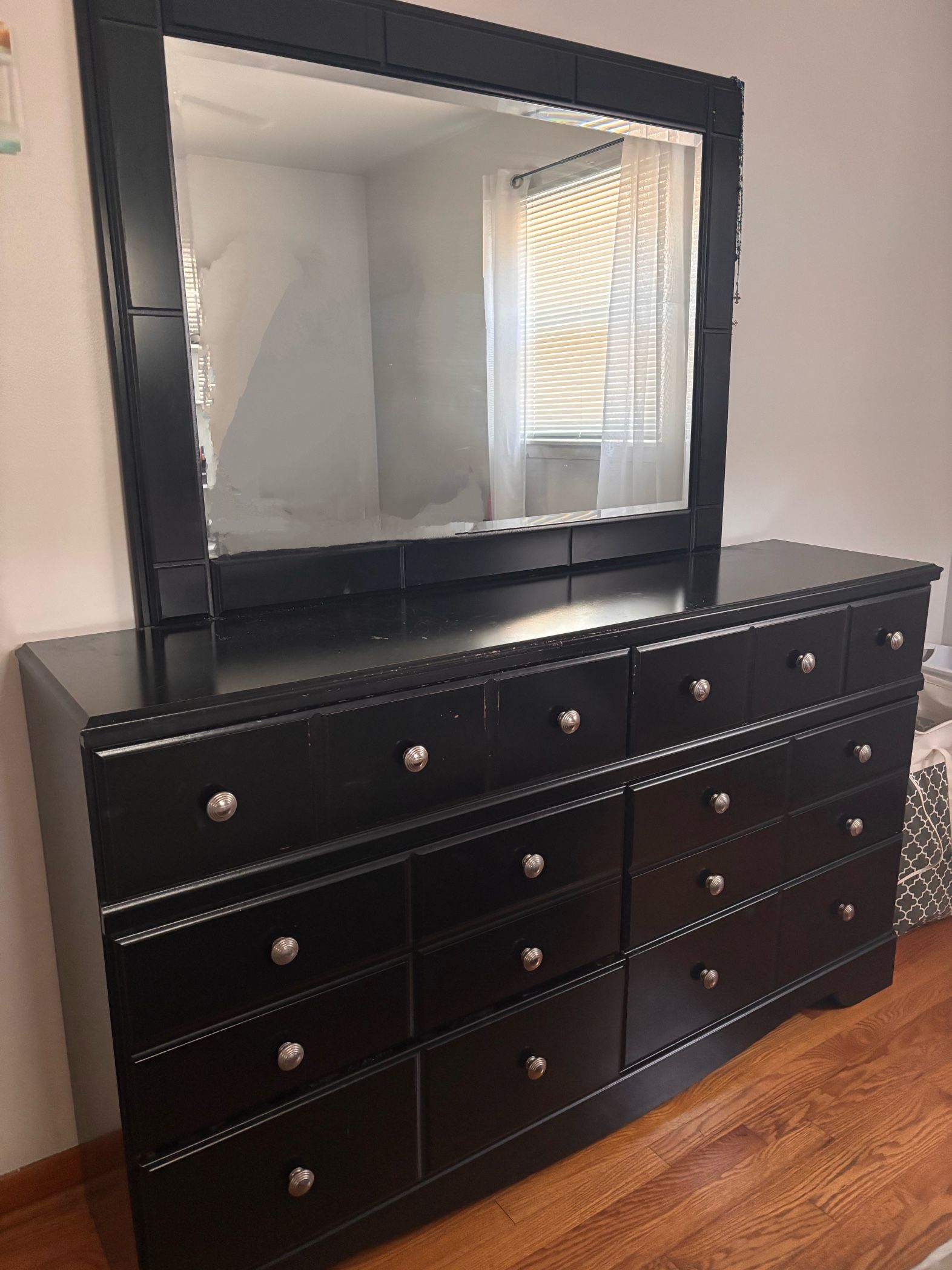 Black Dresser And Mirror