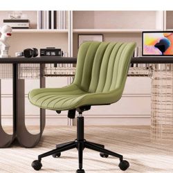 🔥 BRAND NEW.. YOUNIKE Armless Desk Chair with Wheels | Faux Leather Swivel Task Chair | Green | 22"D x 18.5"W x 33.5"H