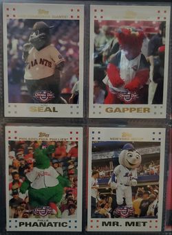 5 MLB MASCOT CARDS METS CARDINALS PHILLIES SEAL GAPPER NEW $2 Each