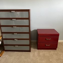 $100 for a dresser and a red nightstand 