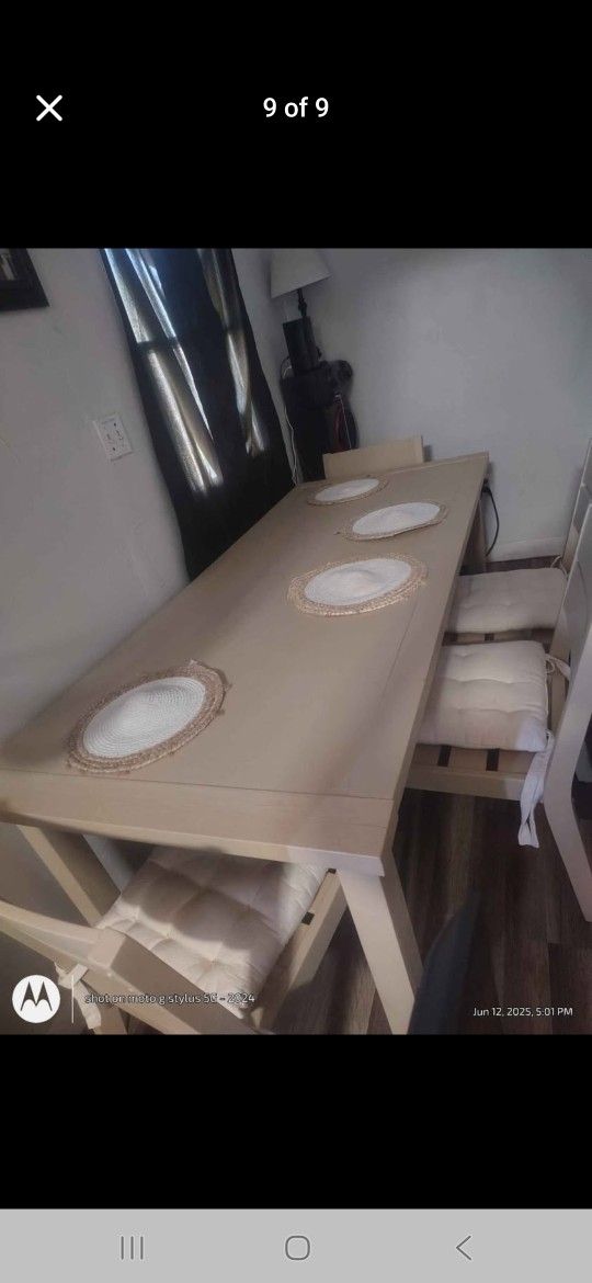 Beige Wooden Dining Table 
