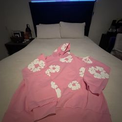 pink denim tear