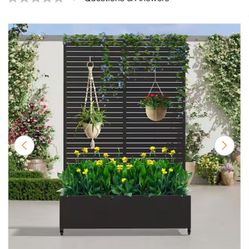 1200x600x300W Metal Planter Box with Trellis Black