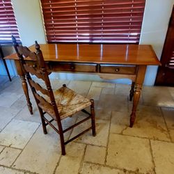 Vintage Turned Leg Desk And Chair
