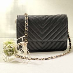 Women's Quilted Chain Strap Crossbody Shoulder handbag Wallet Coin Purse Combo Set