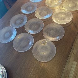Set of 12 - 8-1/4” glass textured clear Salad Bread/butter plates
