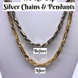 We Do Re-dip / Rhodium / Plate Your  Silver Chain Back To The Original Yellow Gold. 