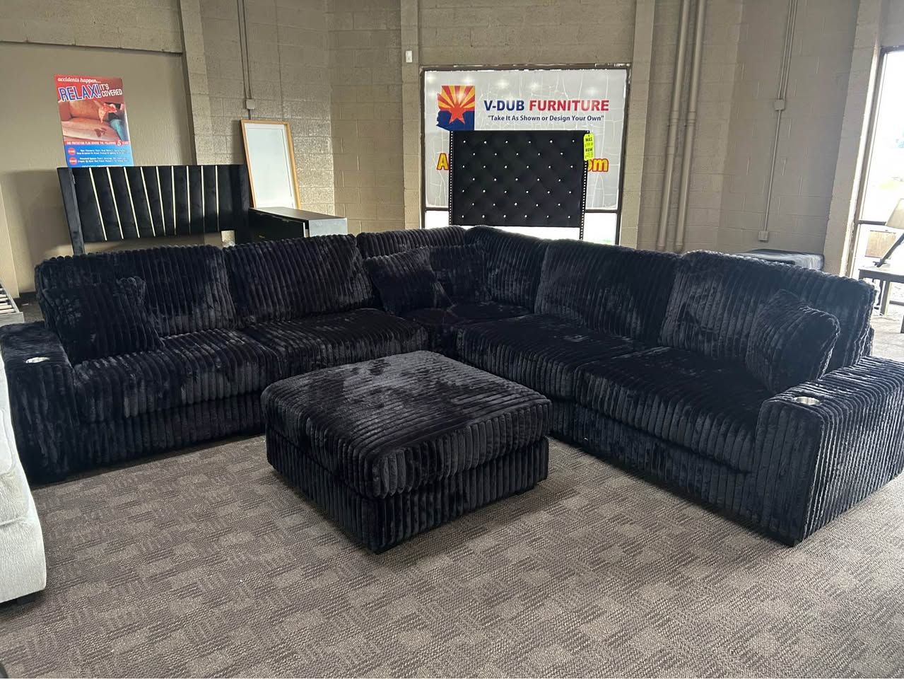 Extra deep and comfy black modular sectional
