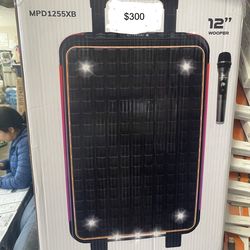 MPD1255XB - 12" Woofer Portable Bluetooth speaker with extra bass and one wireless mic.