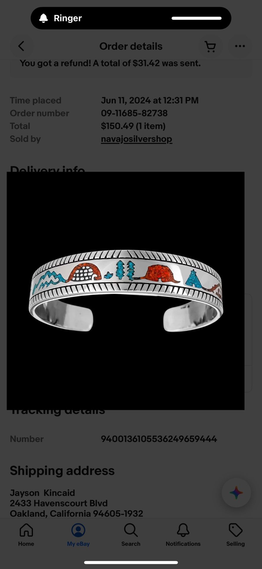 Navajo 925 Sterling Silver Natural Turquoise Cuff For Man Or Woman