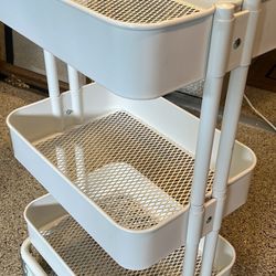 New White Rolling 3 Tier Utility Cart W Removable Cutting Board 