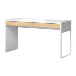 White/birch desk w/ glasstop 