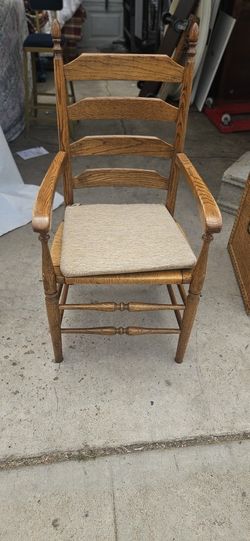 Vintage Oak Ladder Back Boling End Chairs
