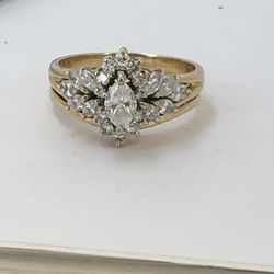 14k Yellow Gold Diamond Ring Size 7.5