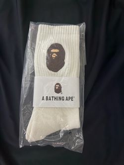 White Bape socks with Brown Bape Logo