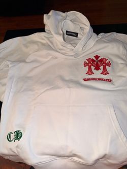 Chrome Hearts White Hoodie Red Cross Embroidery