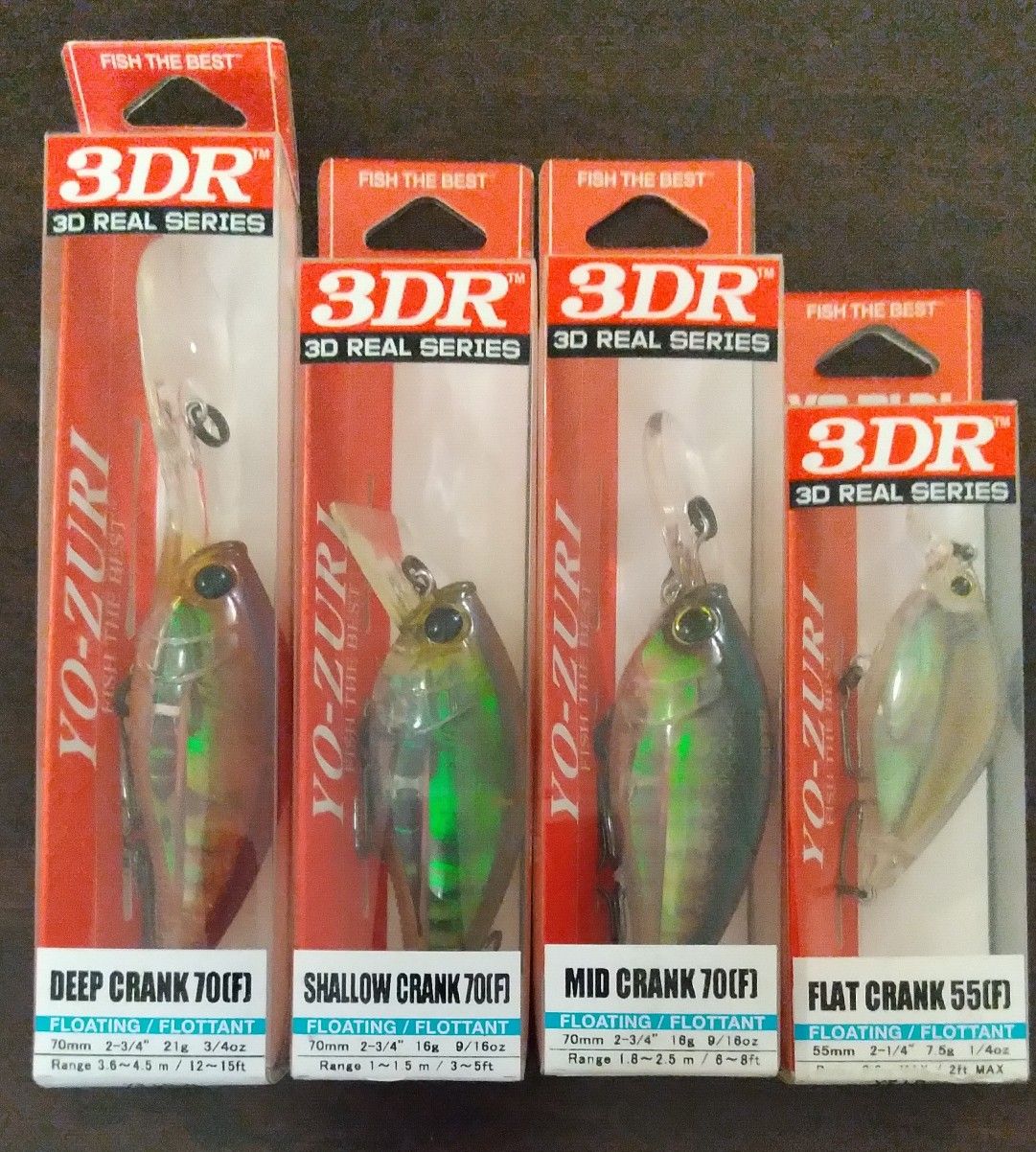 4 assorted YO-ZURI Floating Crank Fishing Lures