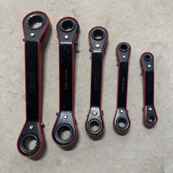 Pittsburgh Forge 5pc Offset Box End Reversible Ratcheting Wrench Set 1/4 to 7/8