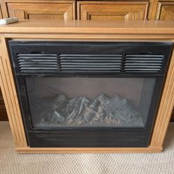 USA Amish Made Solid Oak Mantle Portable Compact Electric Fireplace Air Space Heater Remote Control