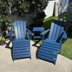 Adirondack Chairs with Ottomans & Table
