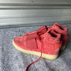 Adidas Tubular Invader Strap Mens Size 9.5 Red Suede Athletic Shoes Sneakers