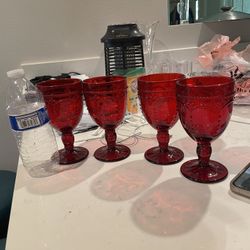 Princess house Cups Glasses Red