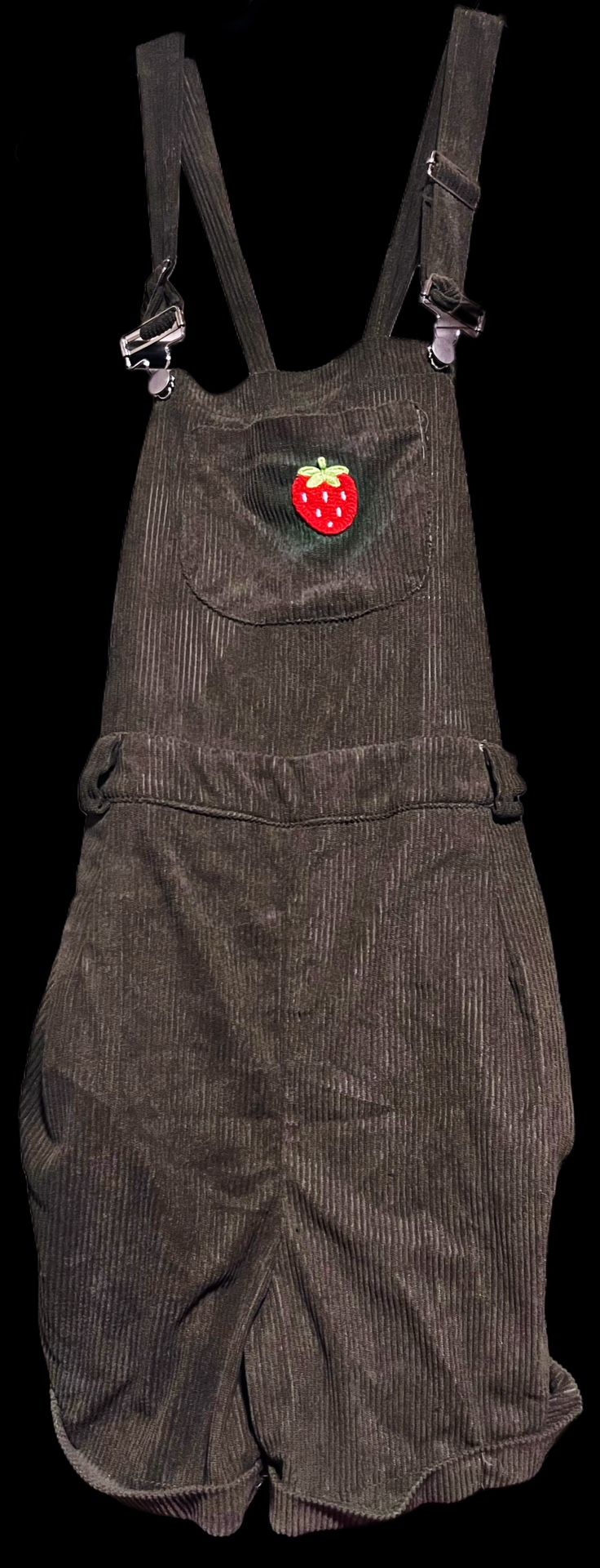 Green Strawberry Corduroy Overall Shorts Size Medium