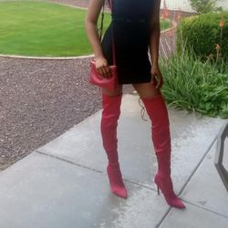 Aldo Thigh High Boots Red Size 7.5