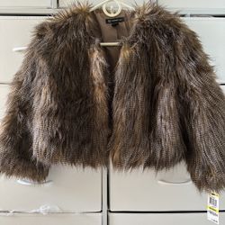INC International Concepts Faux Fur Jacket US Women’s Size Medium 