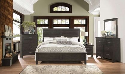 Brand new saddle brown queen bedframe + dresser + mirror + nightstand