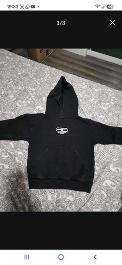 Balenciaga Paris Kids Embroidered Logo Black Hoodie Size 8y